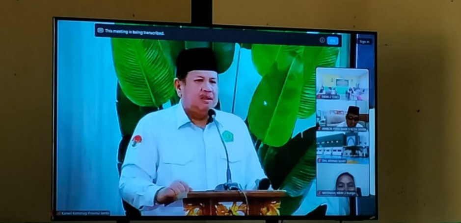 Melalui Zoom Meeting, MIN 2 Tanjung Jabung Timur Ikuti Pencanangan Pembangunan Zona Integritas Menuju Wbk Dan Wbbm Kanwil Kemenag Provinsi Jambi