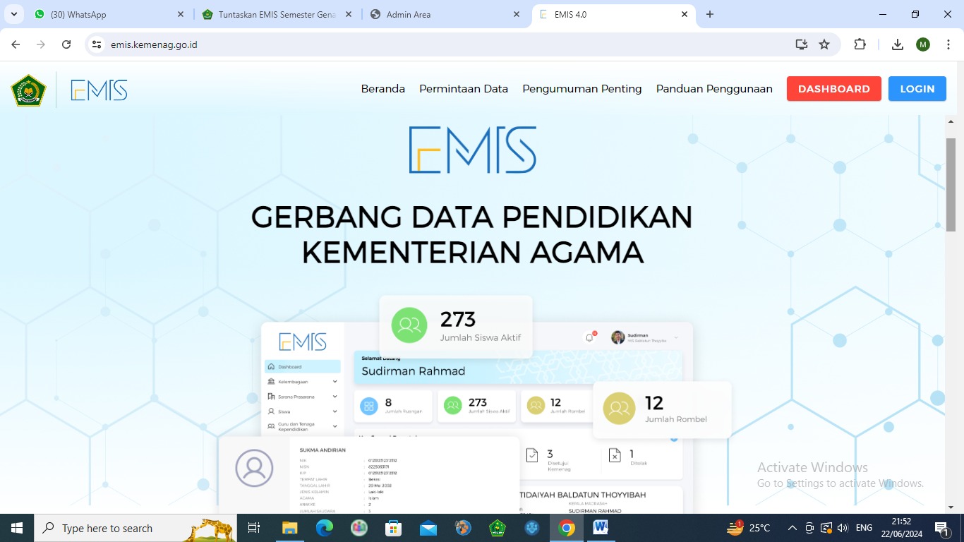MIN 2 Tanjung Jabung Timur Tuntaskan pendataan EMIS Semester Genap TP 2023/ 2024